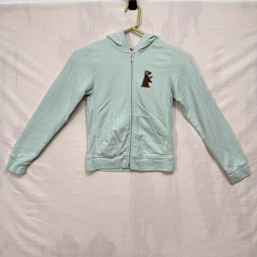 Juicy Couture Hoodie Girls 10 Mint‎ Green Scottie Dog Rhinestone Zip Up Y2K